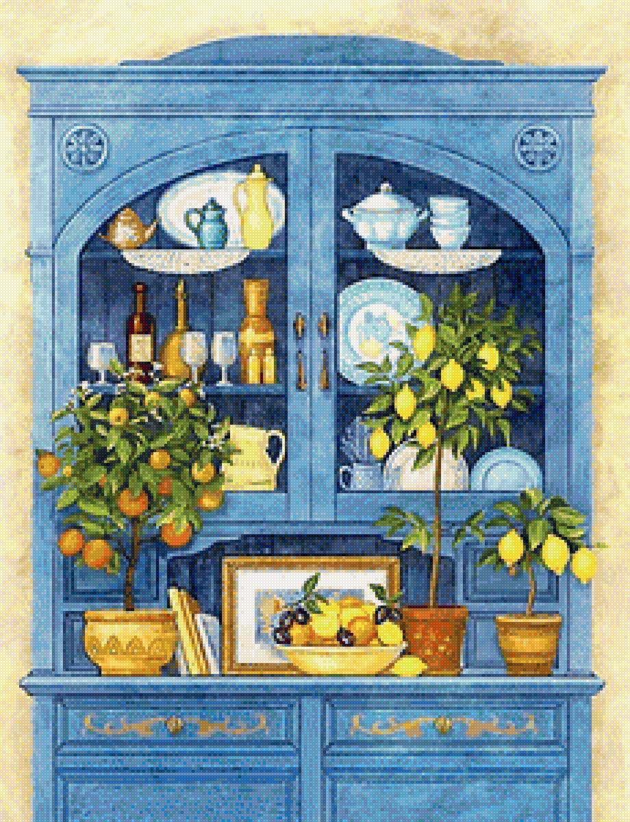 синий буфет - интерьер, кухня - предпросмотр
