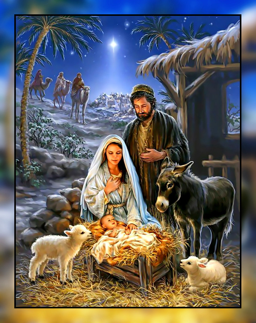 Мария, Иосиф и младенец Иисус. - младенец, библия, картина., рождество - оригинал