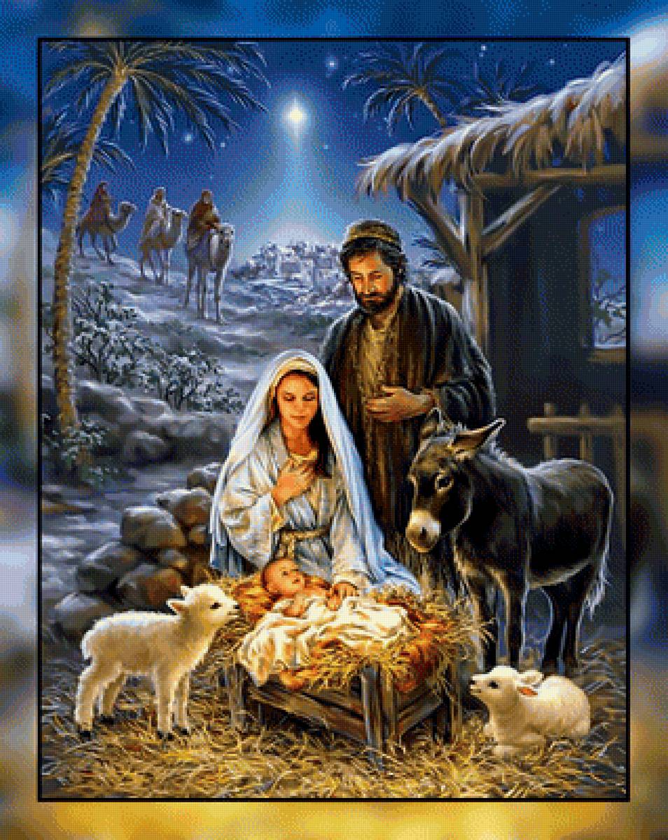 Мария, Иосиф и младенец Иисус. - библия, рождество, младенец, картина. - предпросмотр