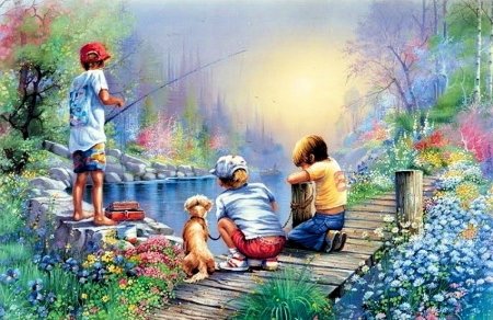 Fishing Time. - scenarys.children.animals.flowers and gardens. - оригинал
