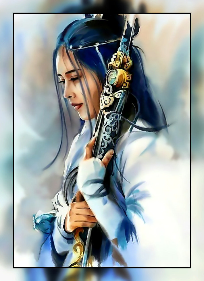 Девушка с мечом. - девушка, восточная, меч, рисунок. - оригинал