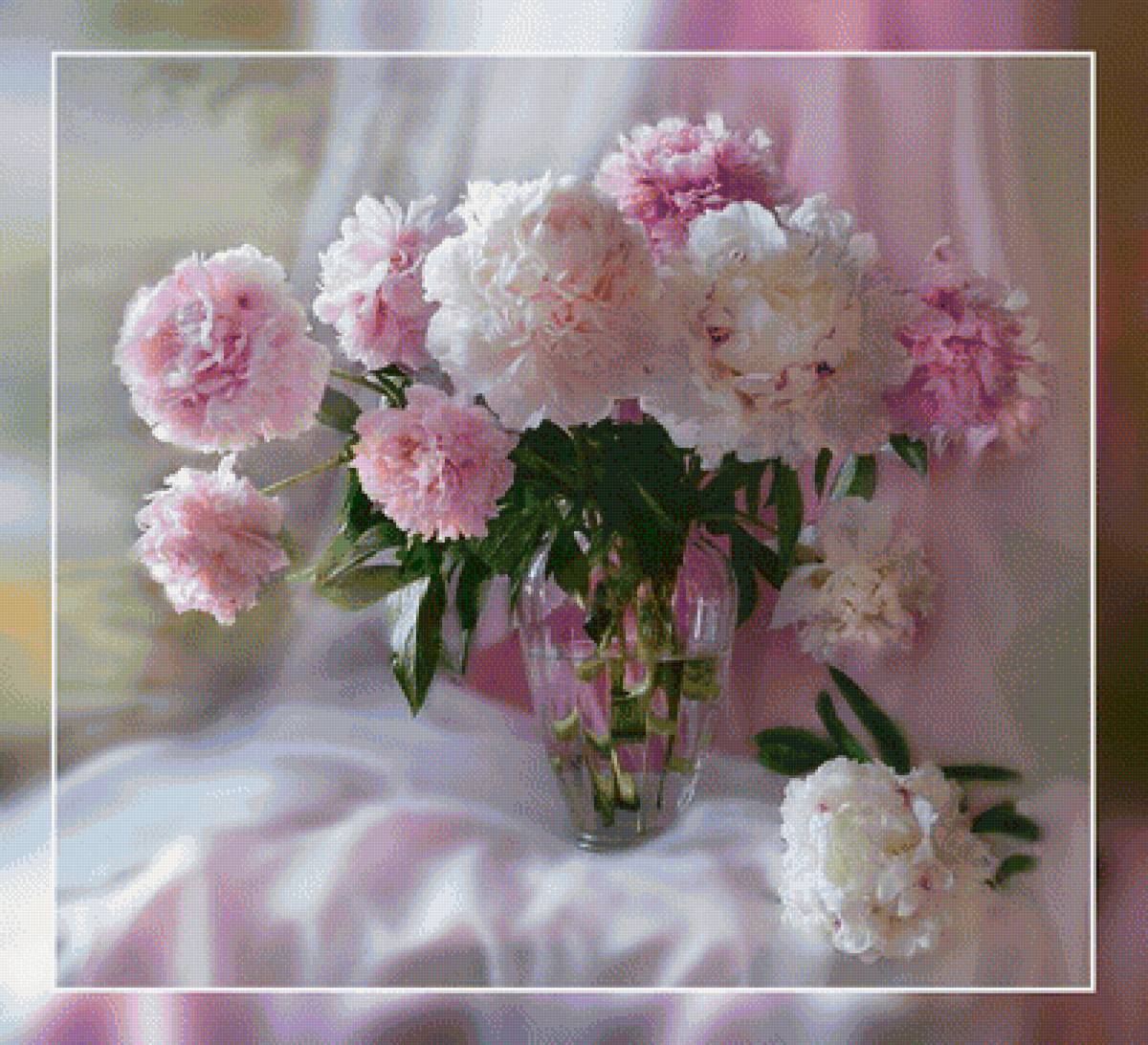 Пионы. Живопись. - картина, живопись., букет, пионы - предпросмотр