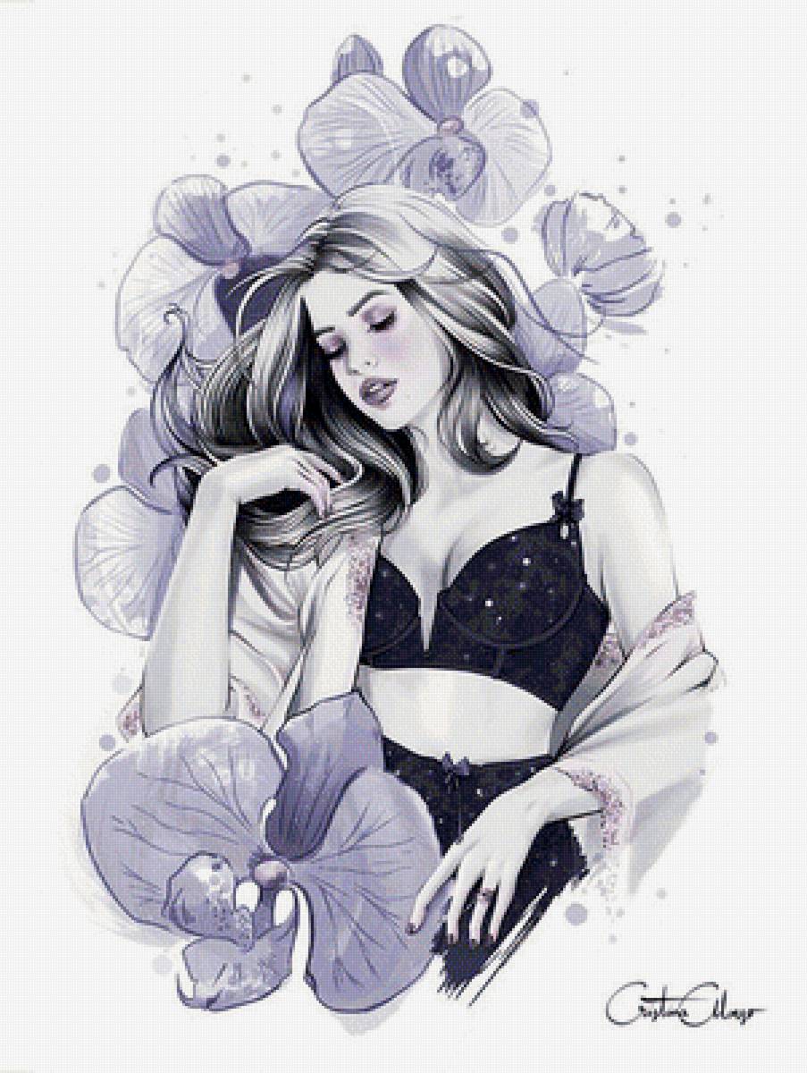 №1944317 - девушка, орхидеи - предпросмотр