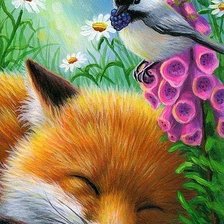 Схема вышивки «Volpe e uccellino»