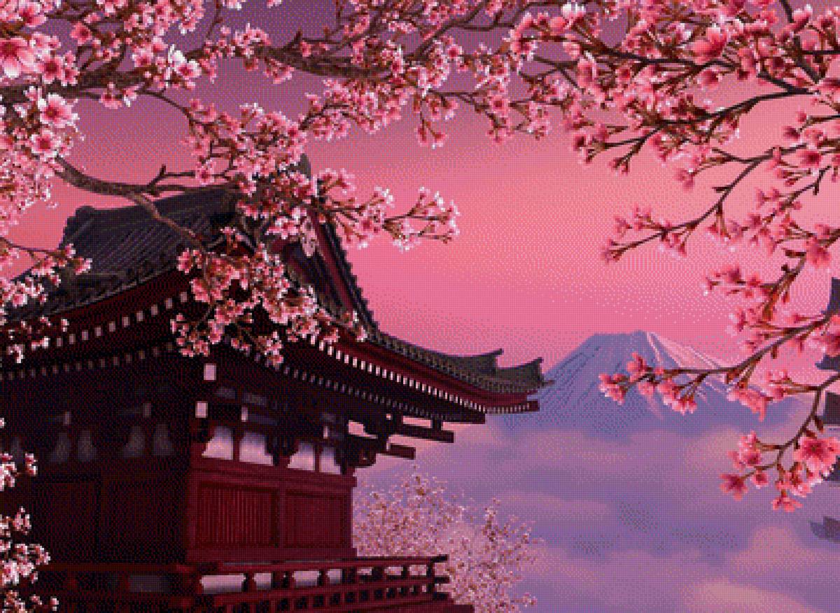 Сакура - пагода, фудзи, япония, сакура - предпросмотр