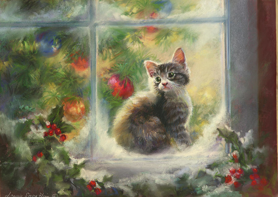 Christmas Kitty. - laurie snow-hein painter.christmas.animals. - оригинал