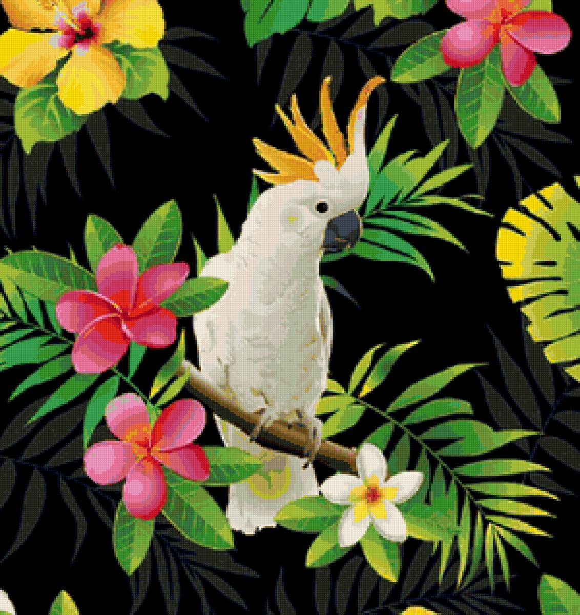 Подушка "Тропики" 1 - тропики, попугай, цветы - предпросмотр