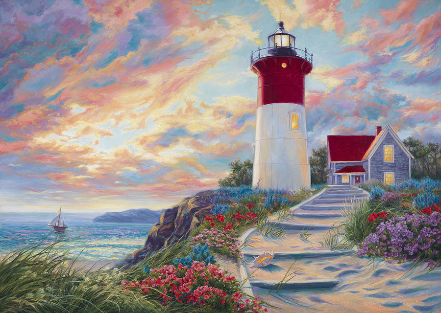 Lighthouse at Sunset. - lucie bilodeau.seascapes. - оригинал