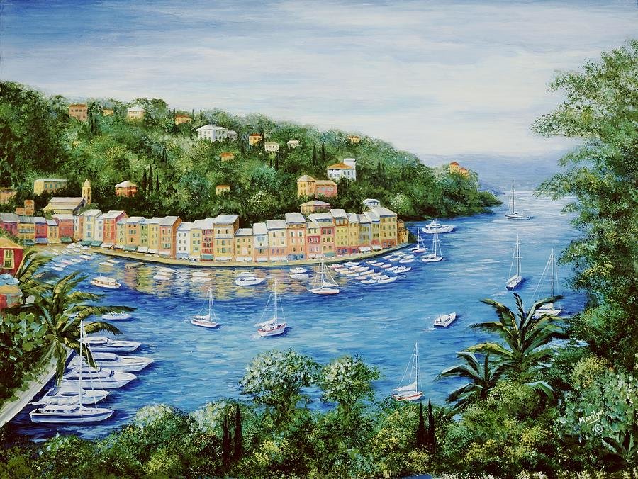 Portofino Majestic Panoramic View. - marilyn dunlap art.seascapes. - оригинал