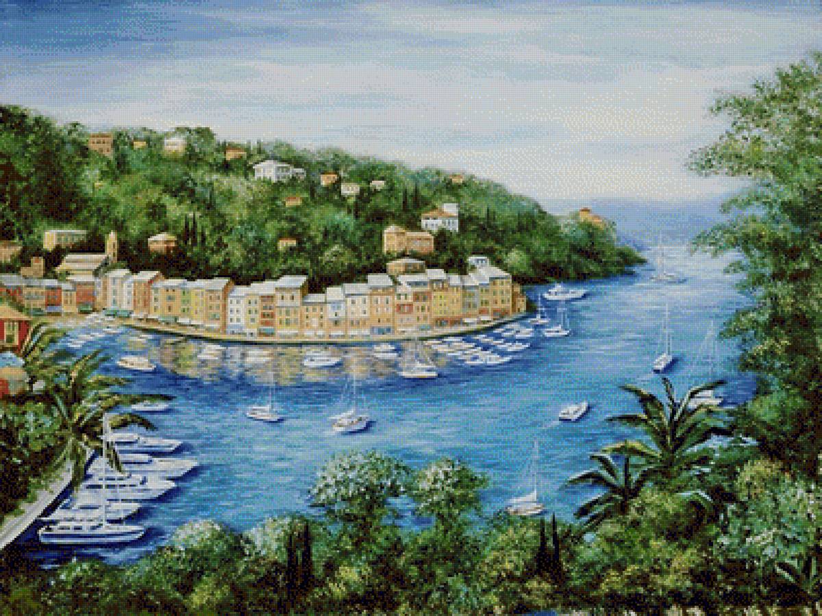 Portofino Majestic Panoramic View. - marilyn dunlap art.seascapes. - предпросмотр