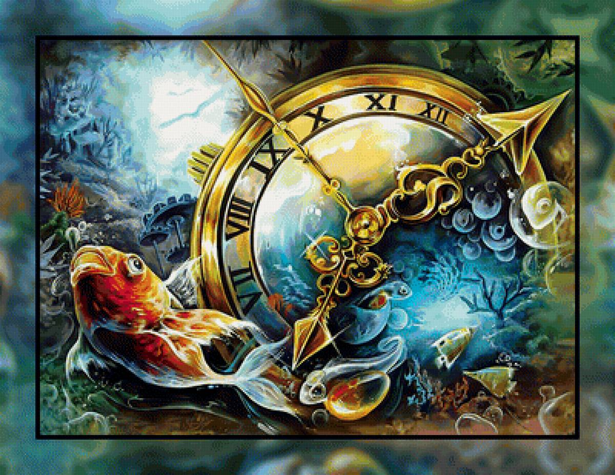 На дне. - море, компас, часы, рыбы. - предпросмотр