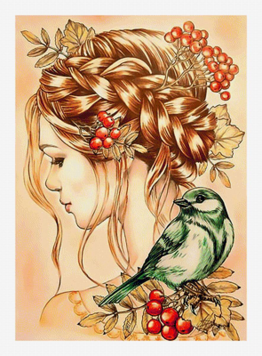 Портрет девушки - птичка, портрет, девушка - предпросмотр