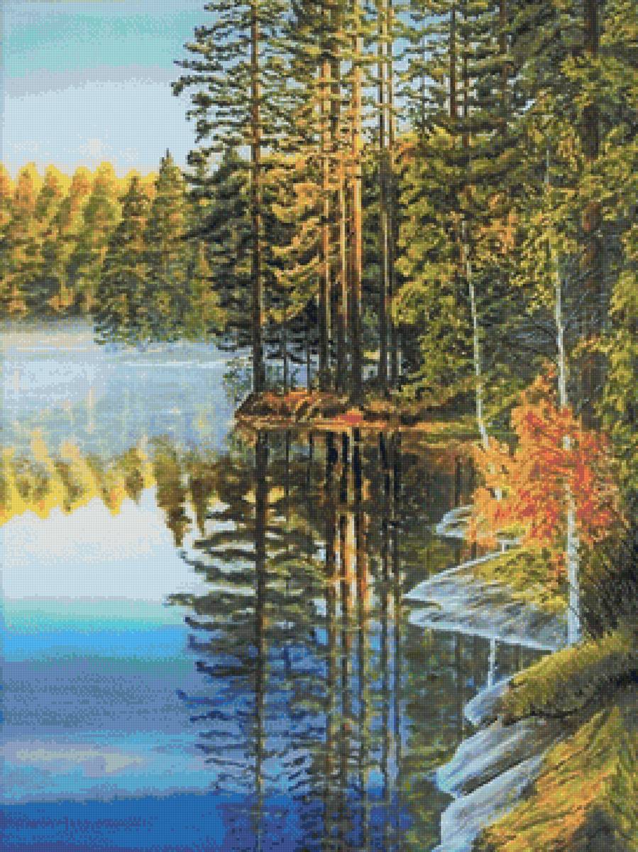 Осенний лес - осень, природа, река, лес - предпросмотр