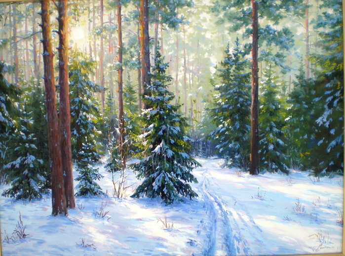 зима в лесу - природа, лес, зима, елки, пейзаж - оригинал