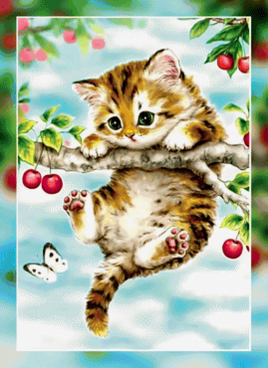 Шалунишка. - котенок, рыжий, бабочка. - предпросмотр