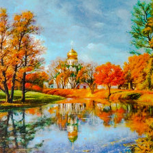 Схема вышивки «Autumn Russian Church.»