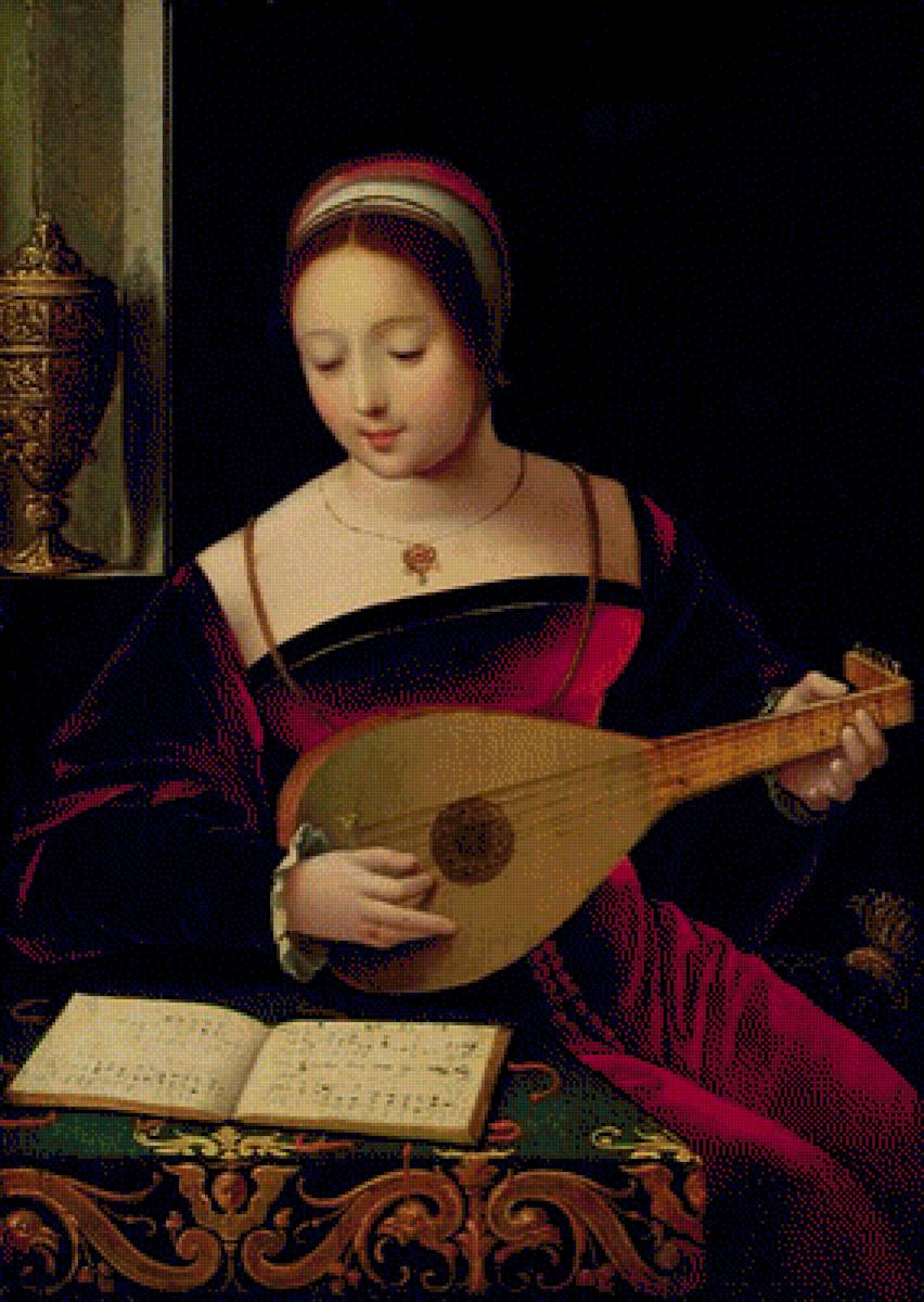 Mary Magdalene Playing The Lute - by master of the female half lengths (c.1490-c.1540) - предпросмотр