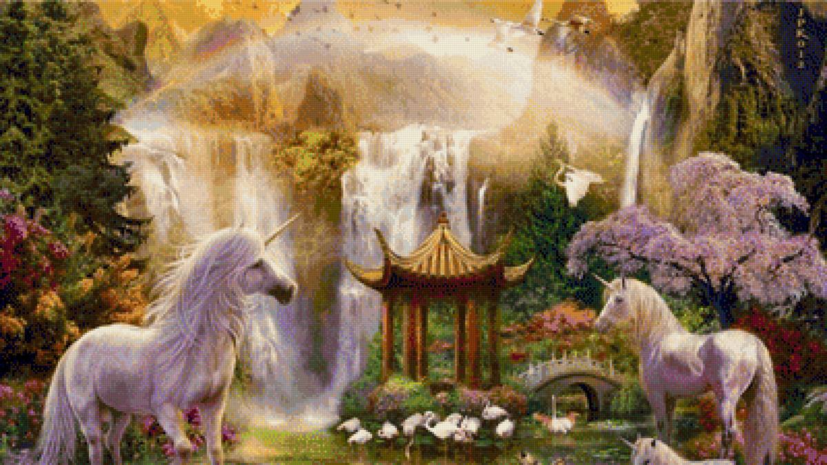 Душа единорогов(верх картины) - фентези, единороги - предпросмотр