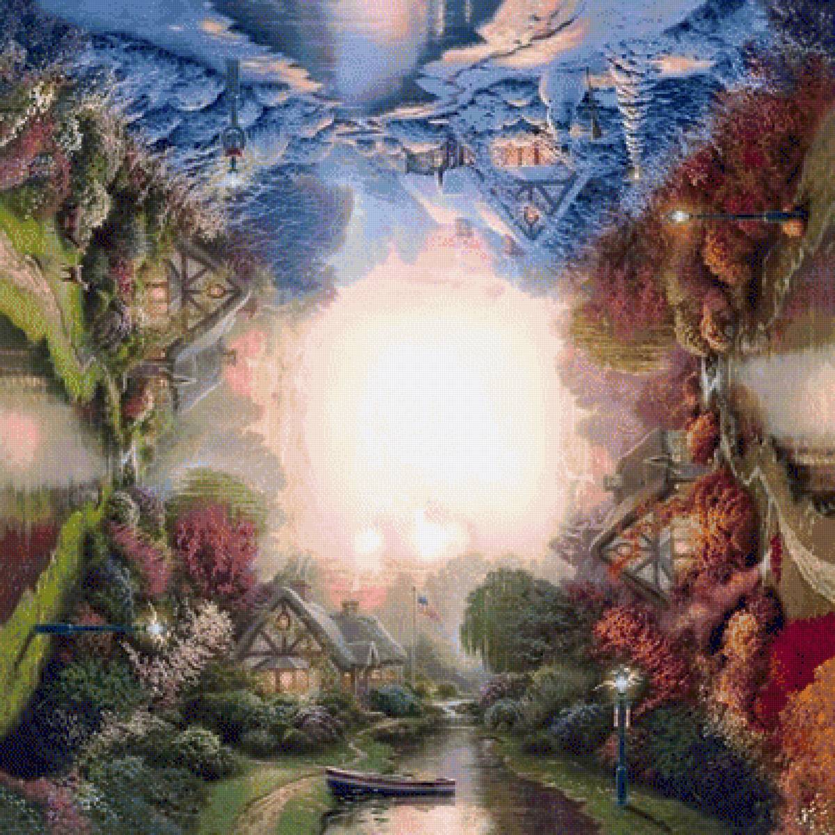 ЯЦЕК ЙЕРКА.ДЕРЕВНЯ У РЕКИ - гобелены, ковры - предпросмотр