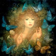 Схема вышивки «dievča,motýle»