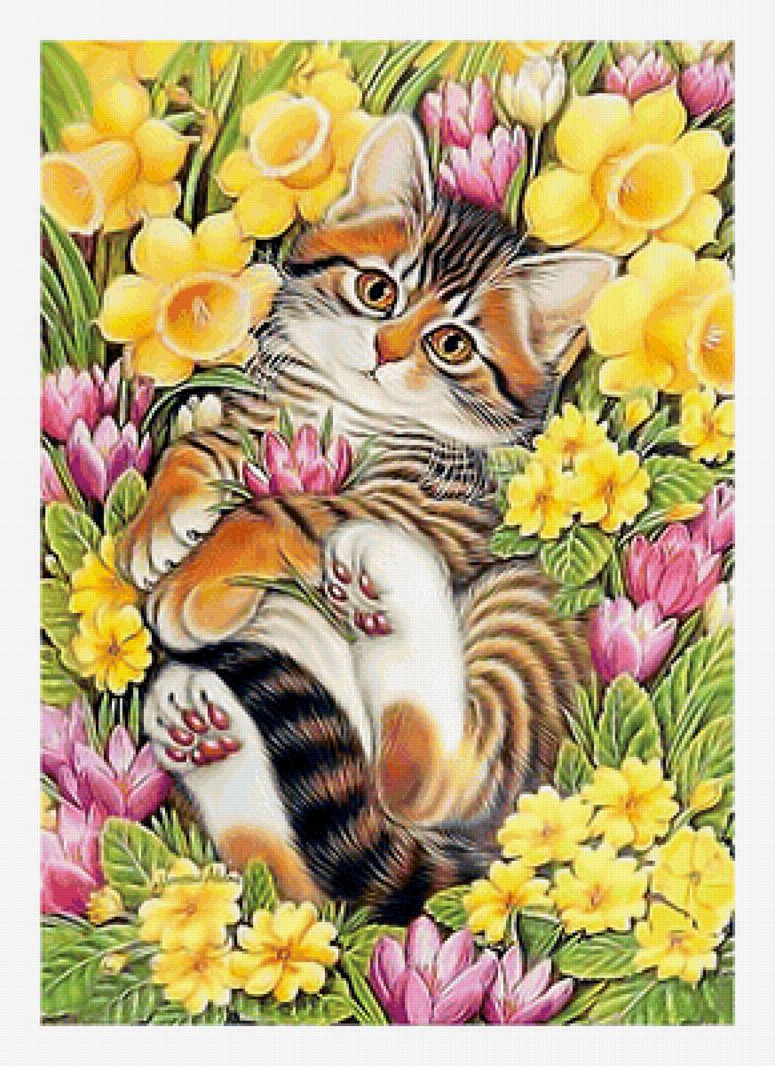 Серия "Коты". - коты, цветы, животные - предпросмотр