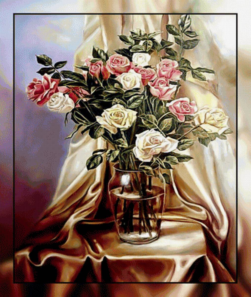 Розы. - розы, букет, ваза., цветы - предпросмотр