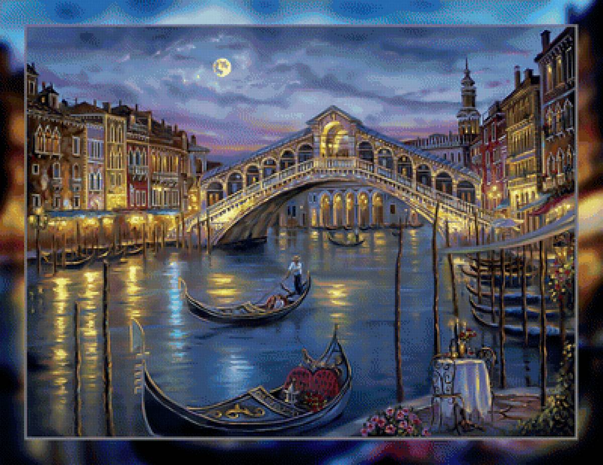 Вечерняя Венеция. - вечер, лодки., городской, пейзаж, река, канал - предпросмотр