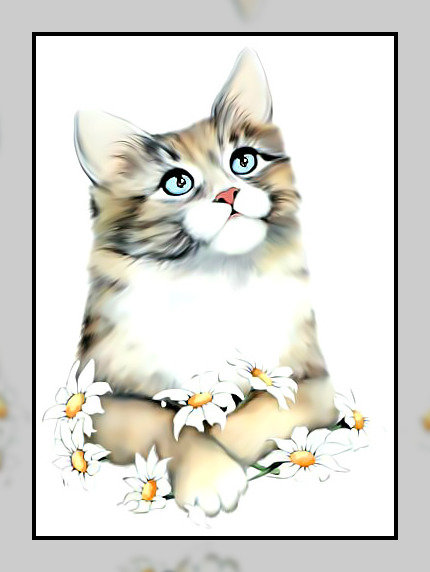 Кот с ромашками. - цветы., ромашки, кот - оригинал