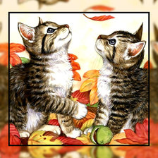 Схема вышивки «Котики и листопад.»