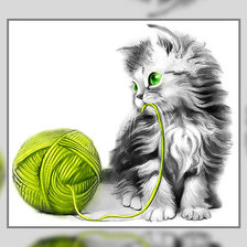 Оригинал схемы вышивки «Котёнок и клубок.» (№1950884)