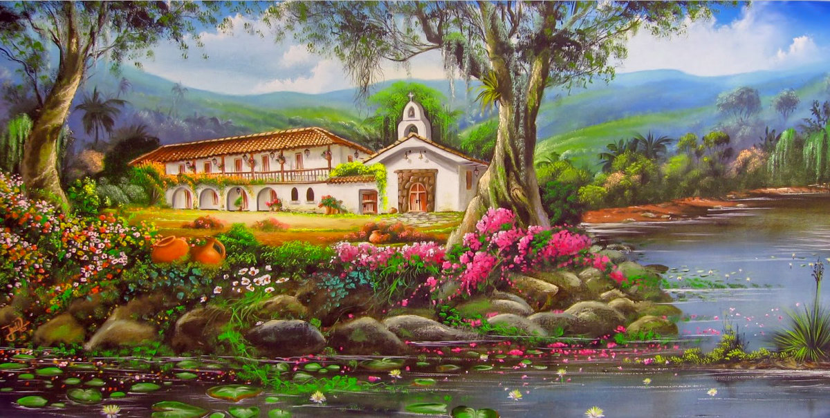Guesthouse. - josé raúl rodríguez galán painter.landscape.scenarys.flowers and - оригинал