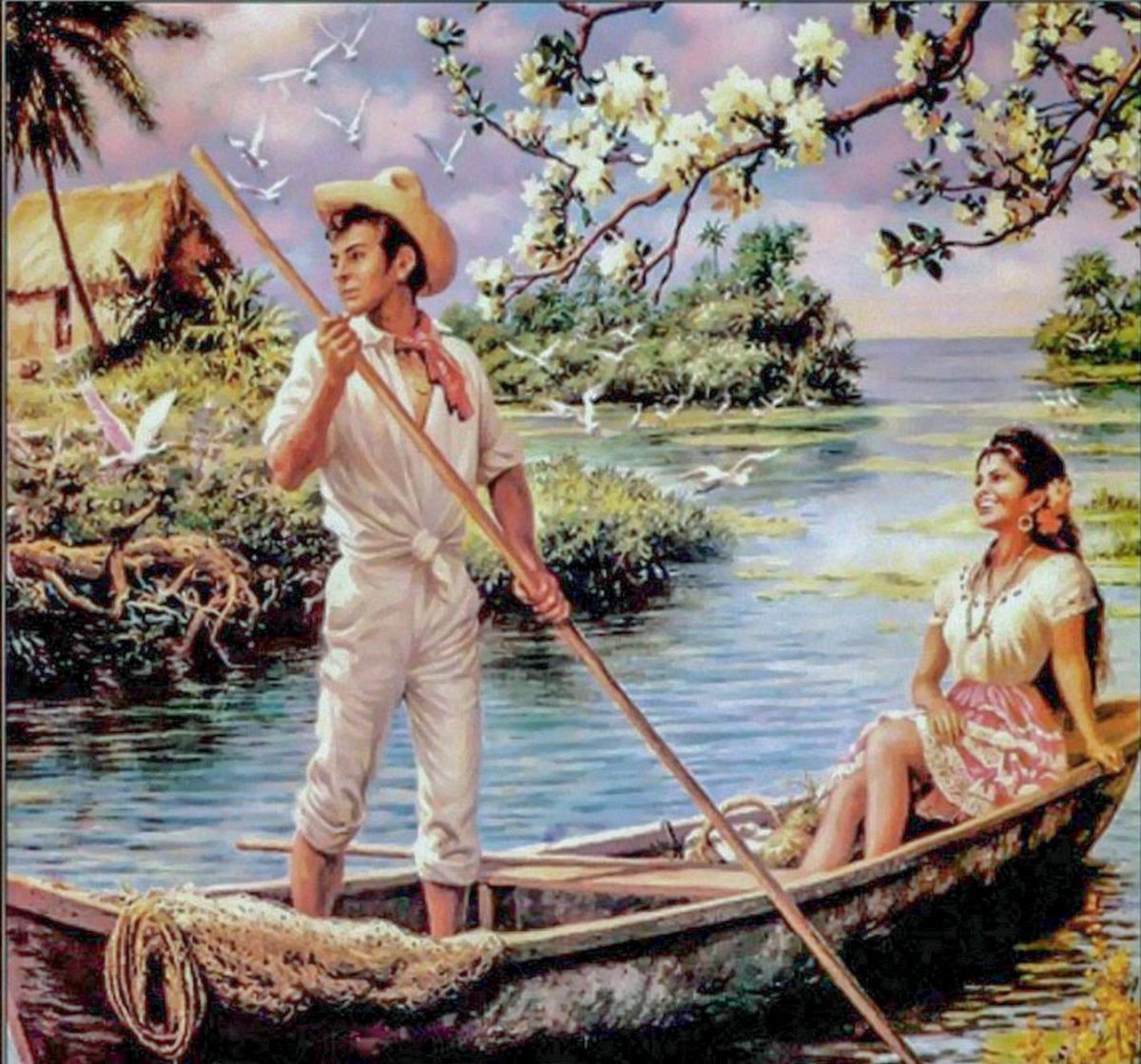 Mexican Painting. - scenarys.people.birds. - оригинал