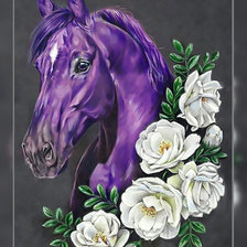 Черничный конь и белые розы.
