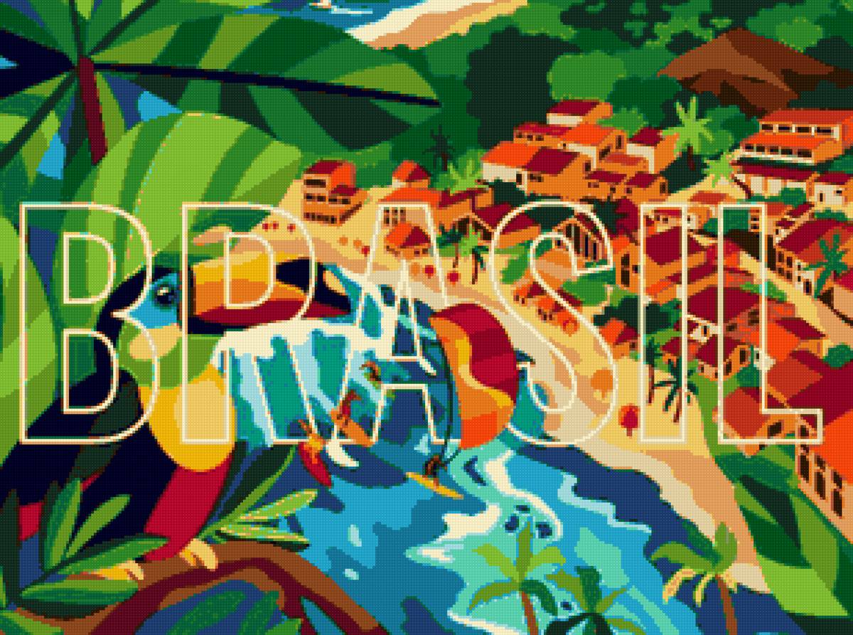 Бразилия - арт, лето, бразилия, серфинг, пальмы, море - предпросмотр