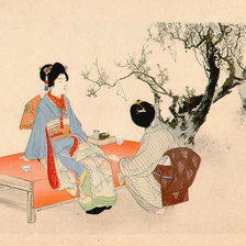 Оригинал схемы вышивки «Японки чаепитие» (№1952378)
