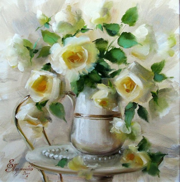 белые розы - букет, розы. натюрморт - оригинал