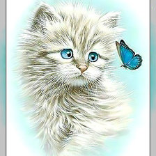 Оригинал схемы вышивки «Котик с бабочкой.» (№1952953)