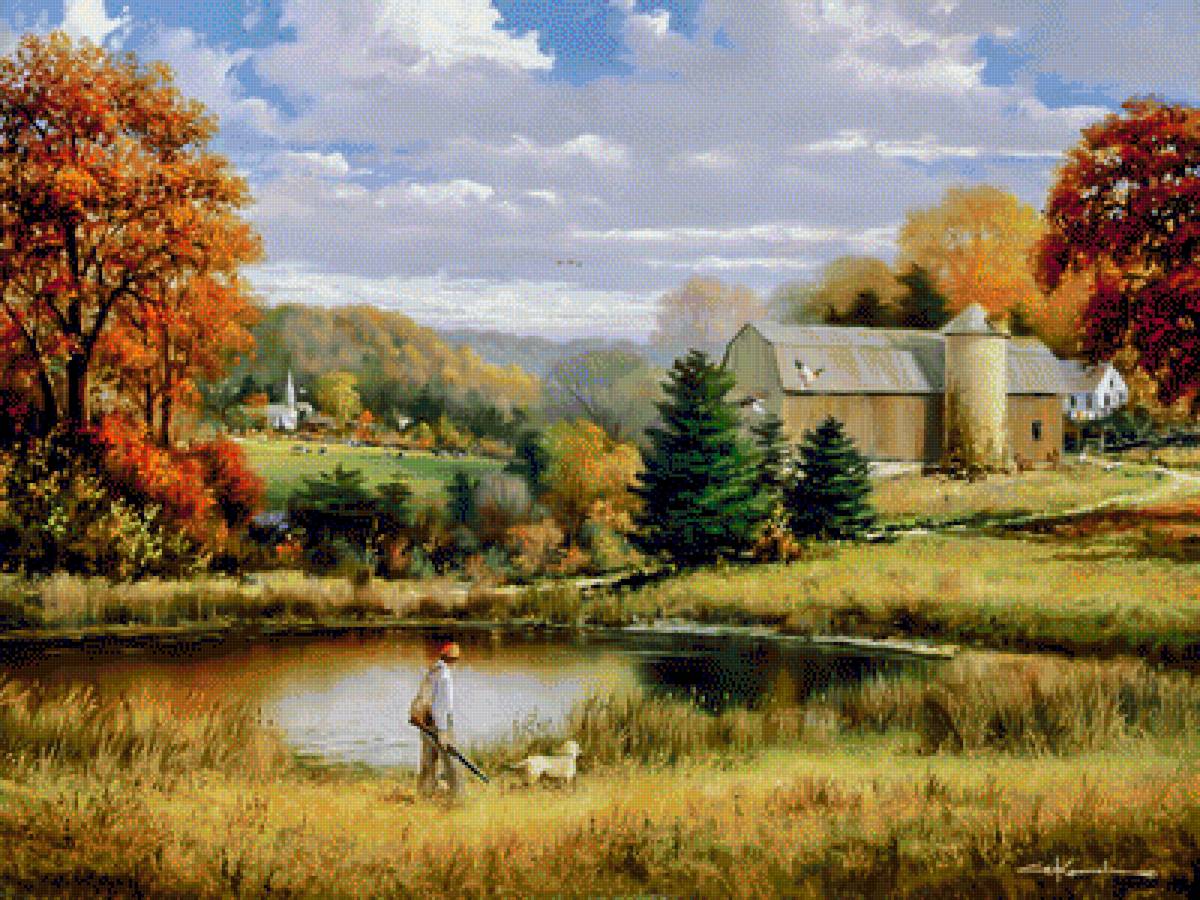 Autumn Companions. - george kovach art.scenary.people.animals. - предпросмотр