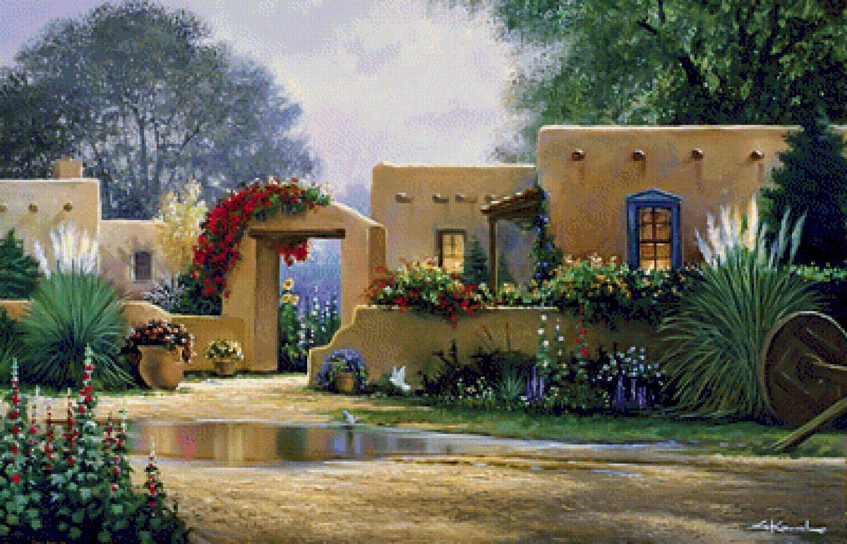 Peacefull Evening. - george kovach art.scenary.flowers and gardens. - предпросмотр