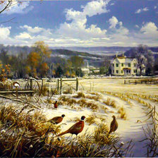 Схема вышивки «Winter Refuge Pheasant Farm.»