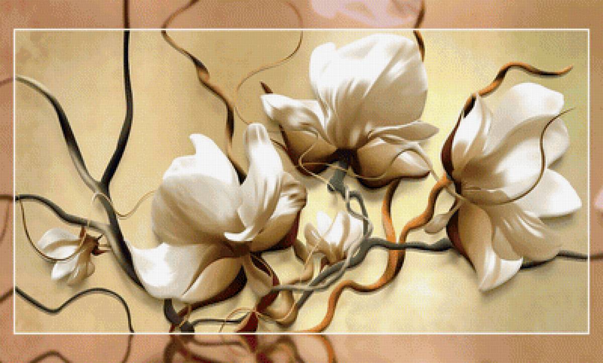 Магнолия. - цветы, магнолия, ветка. - предпросмотр