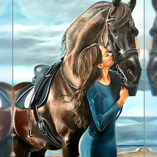 Схема вышивки «Девушка и конь.»