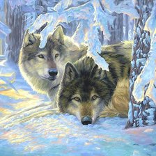 Схема вышивки «волки»