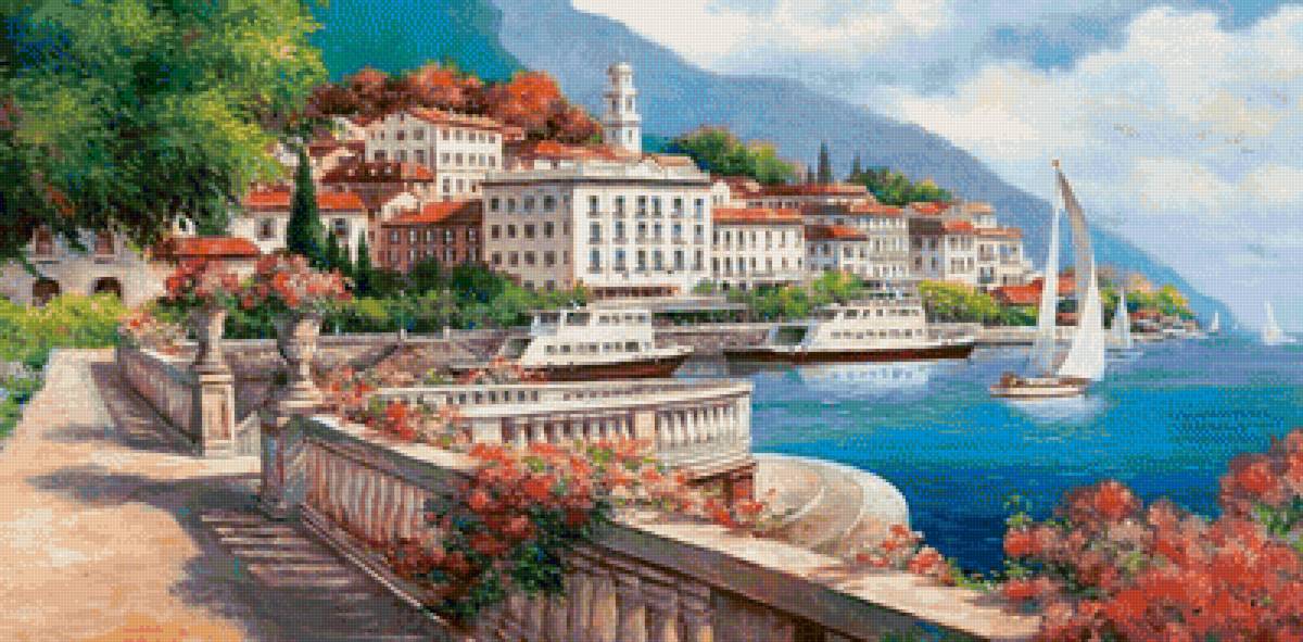 южный берег - берег, море, парусник - предпросмотр