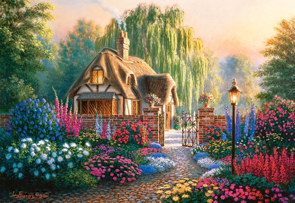 домик в цветах - дом, домик, цветы, садик - оригинал