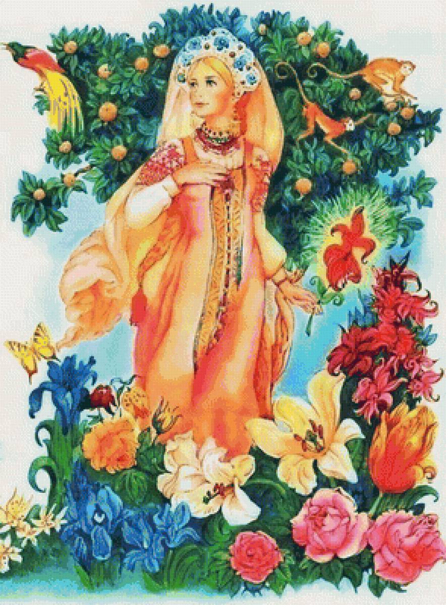 Аленький цветочек - цветы, сказка, аленький цветочек, девушка - предпросмотр