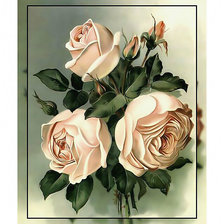Оригинал схемы вышивки «Кремовые розы.» (№1954298)