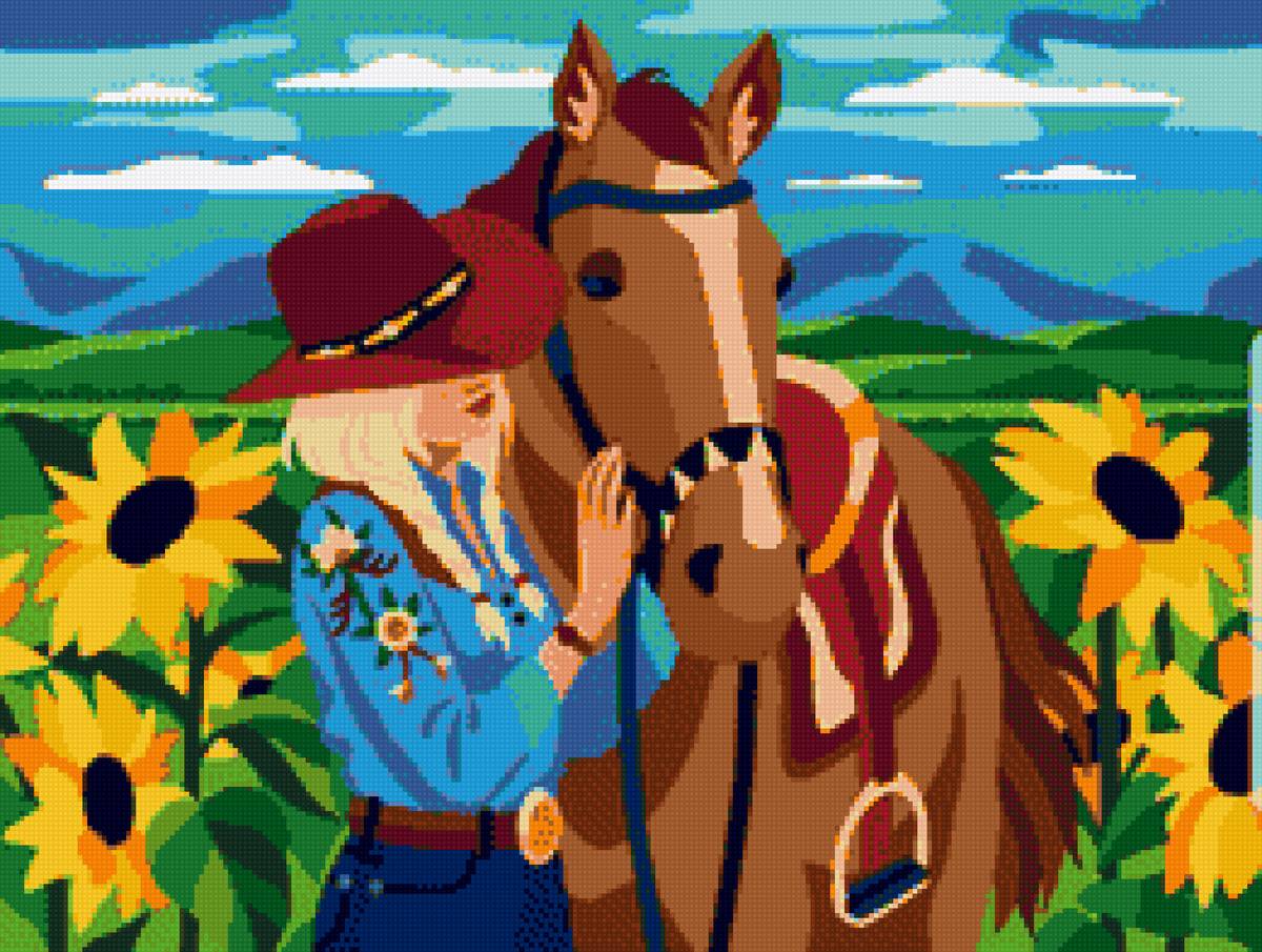 Любовь - кавбой, конь, любовь, лошадь, девушка - предпросмотр