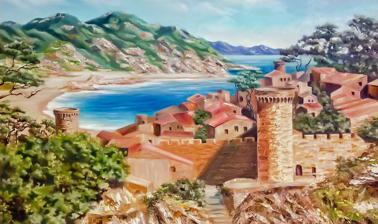 Tossa de Mar. View from Castle. - anna deva painter.seascapes. - оригинал