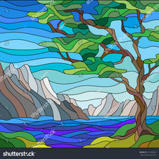 Схема вышивки «Пейзаж с деревом»